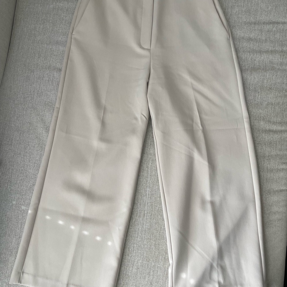 Cropped High Waisted Wide Leg Trousers